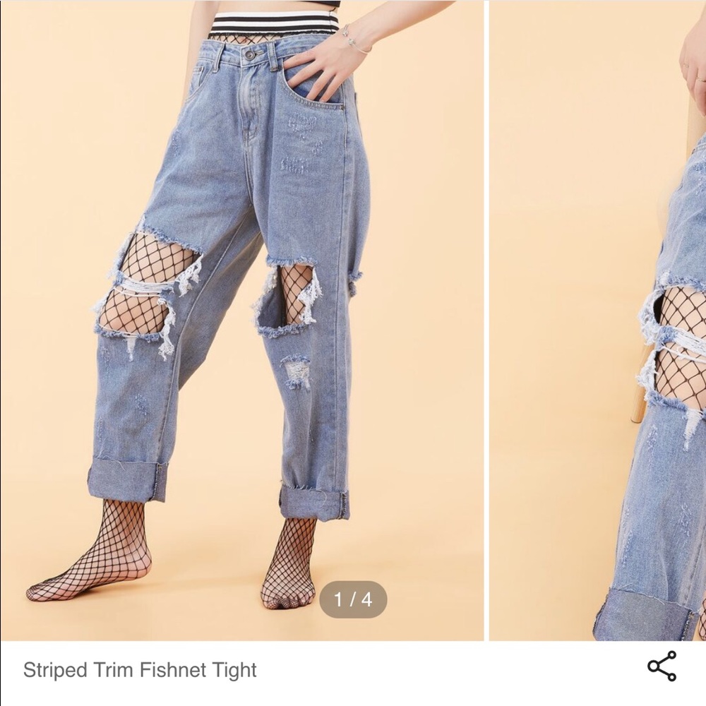 Striped trim fishnets